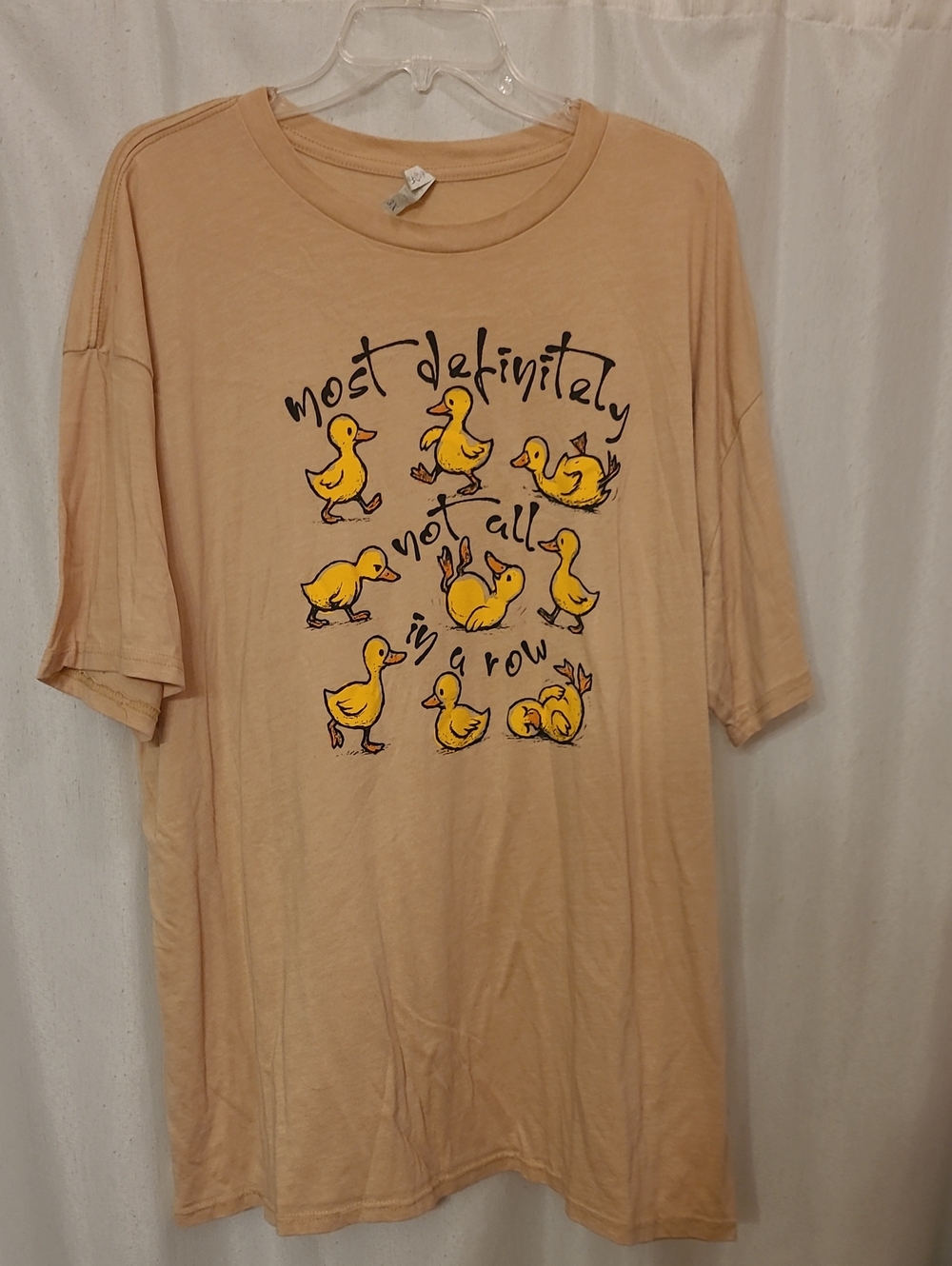 Beige Short-Sleeve Tee with Yellow Duck Graphic